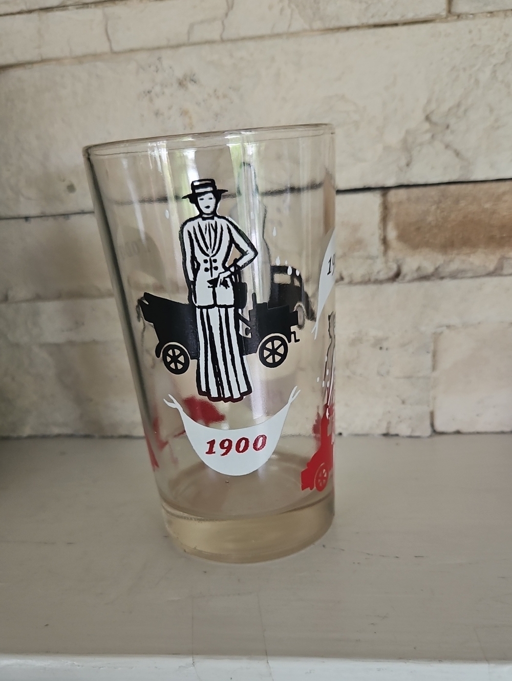 Vintage 1900,1920,1932,today Women/Cars Highball Glass